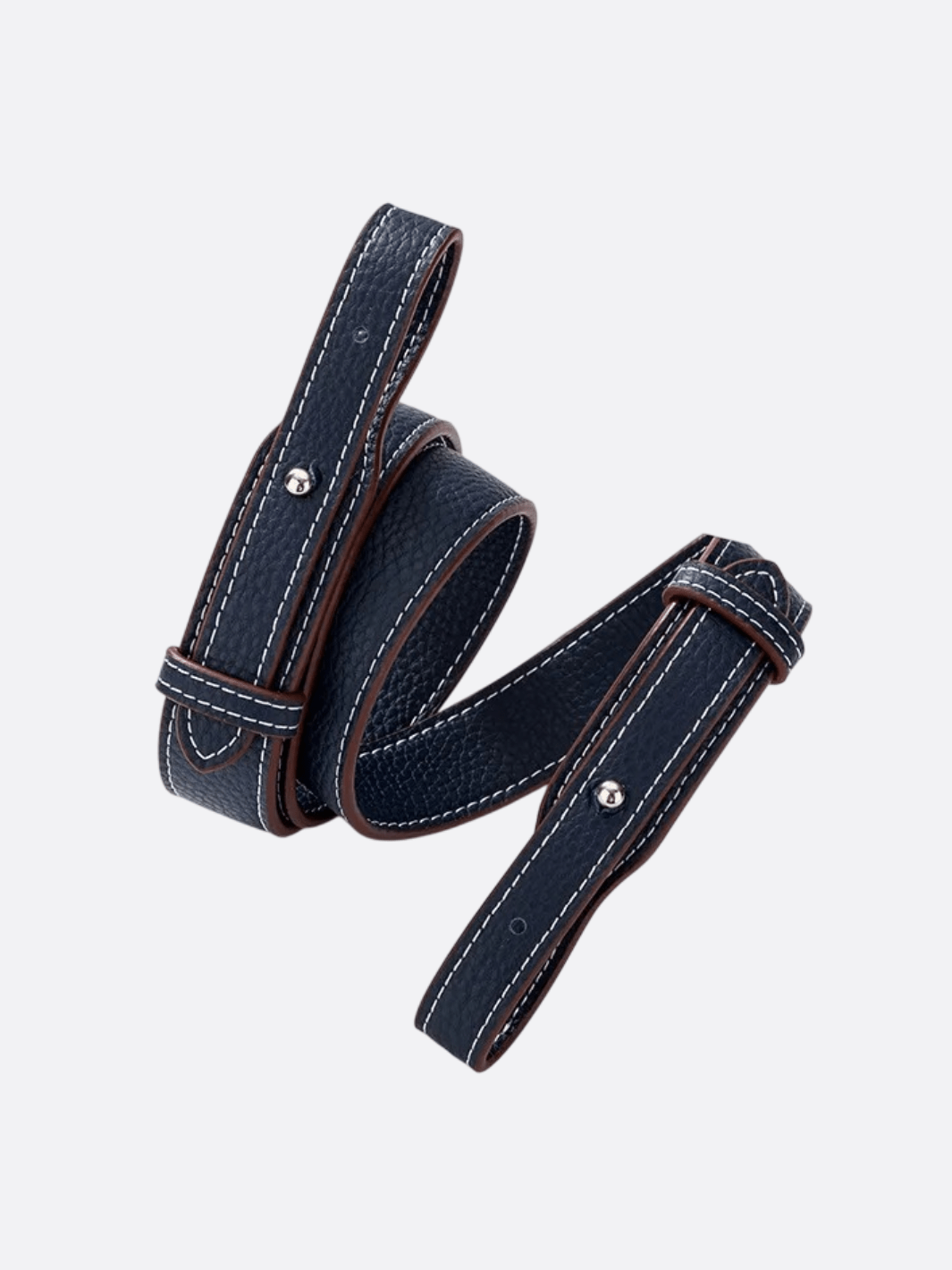 bandoulière cuir pour sac bleu marine bouton argenté