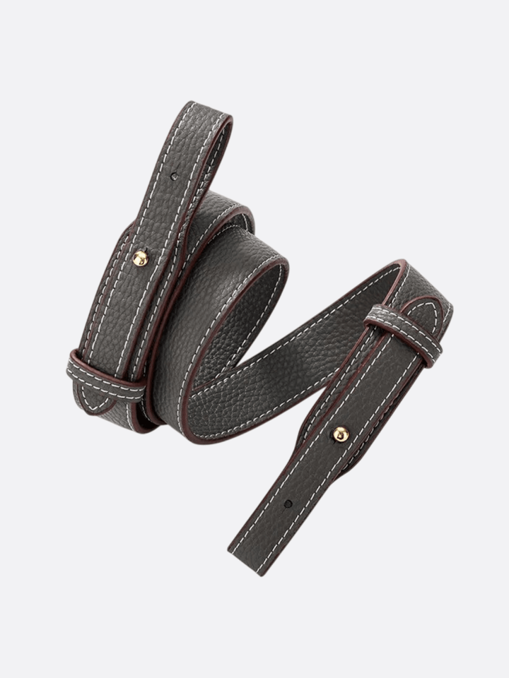 bandoulière cuir pour sac gris foncé bouton doré