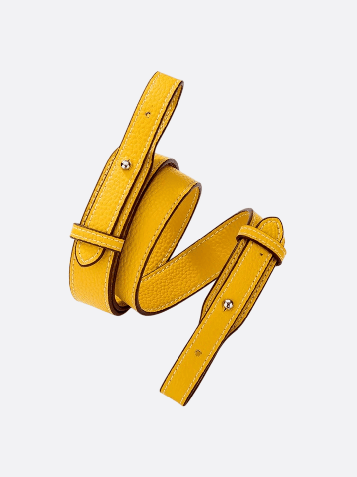 bandoulière cuir pour sac jaune bouton argenté