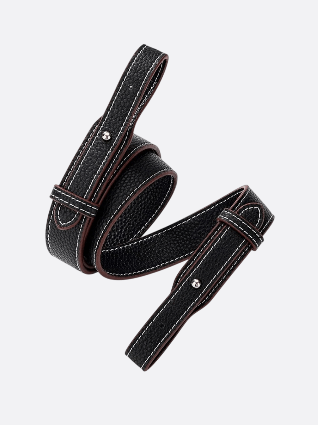 bandoulière cuir pour sac noir bouton argenté