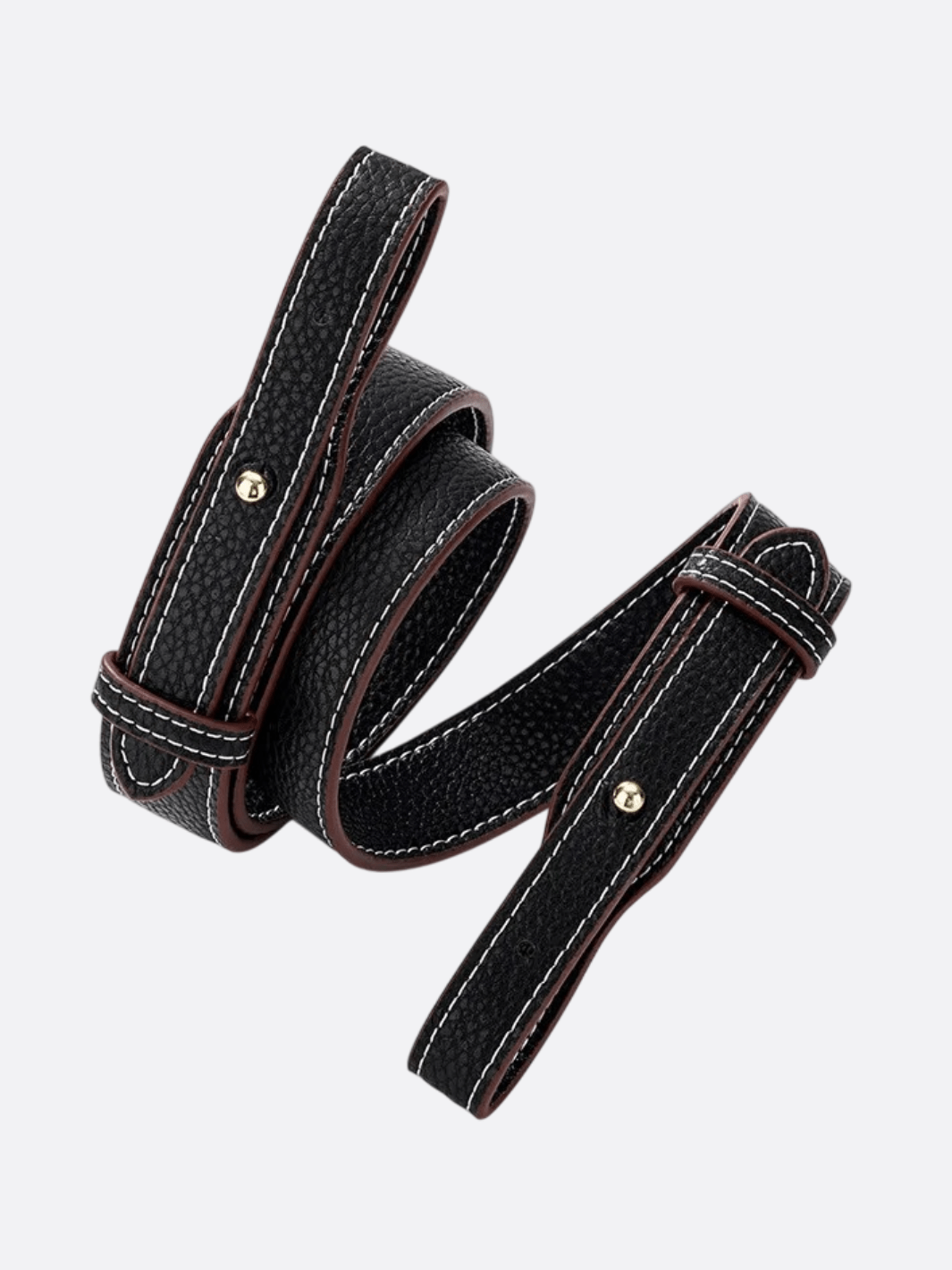 bandoulière cuir pour sac noir bouton doré