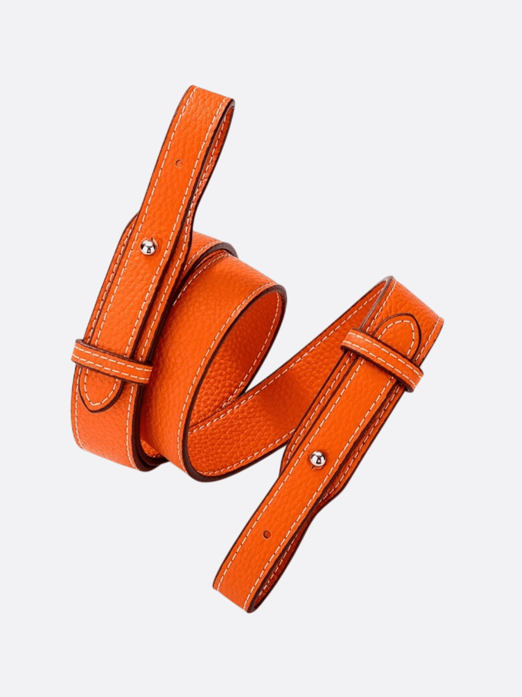 bandoulière cuir pour sac orange bouton argenté