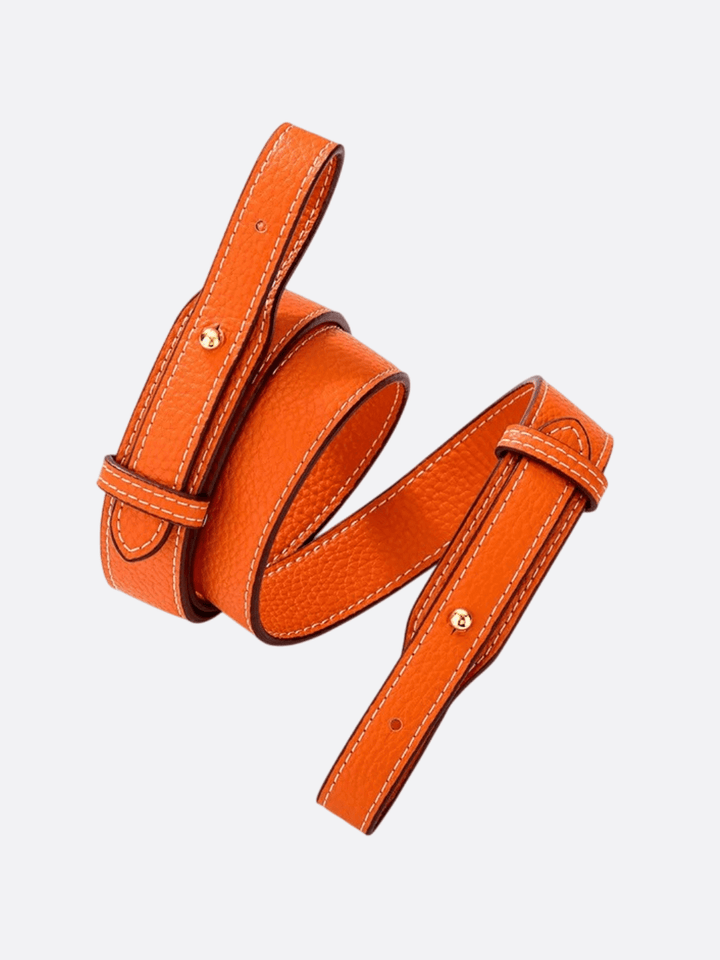 bandoulière cuir pour sac orange bouton doré
