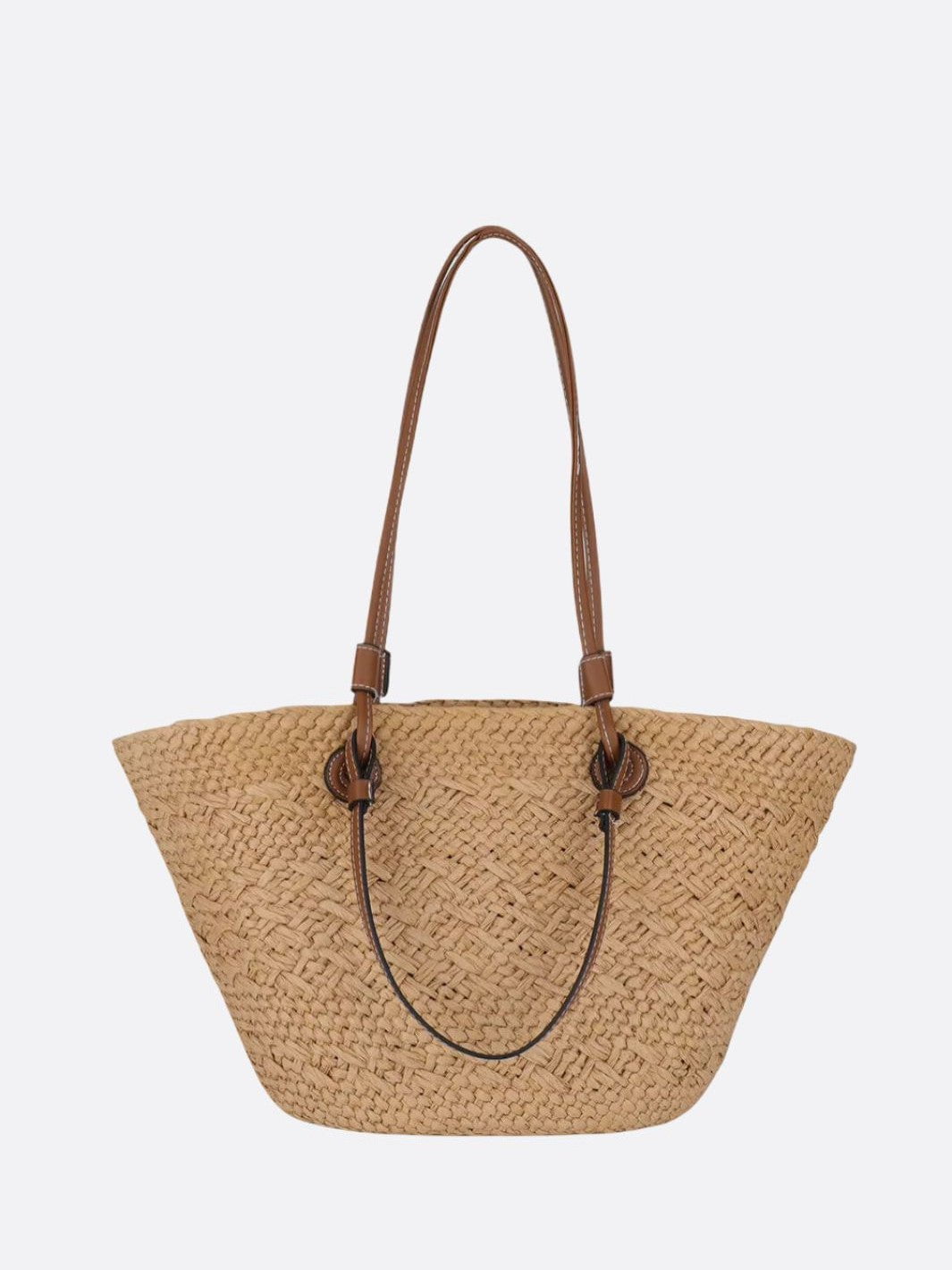 cabas paille et cuir camel