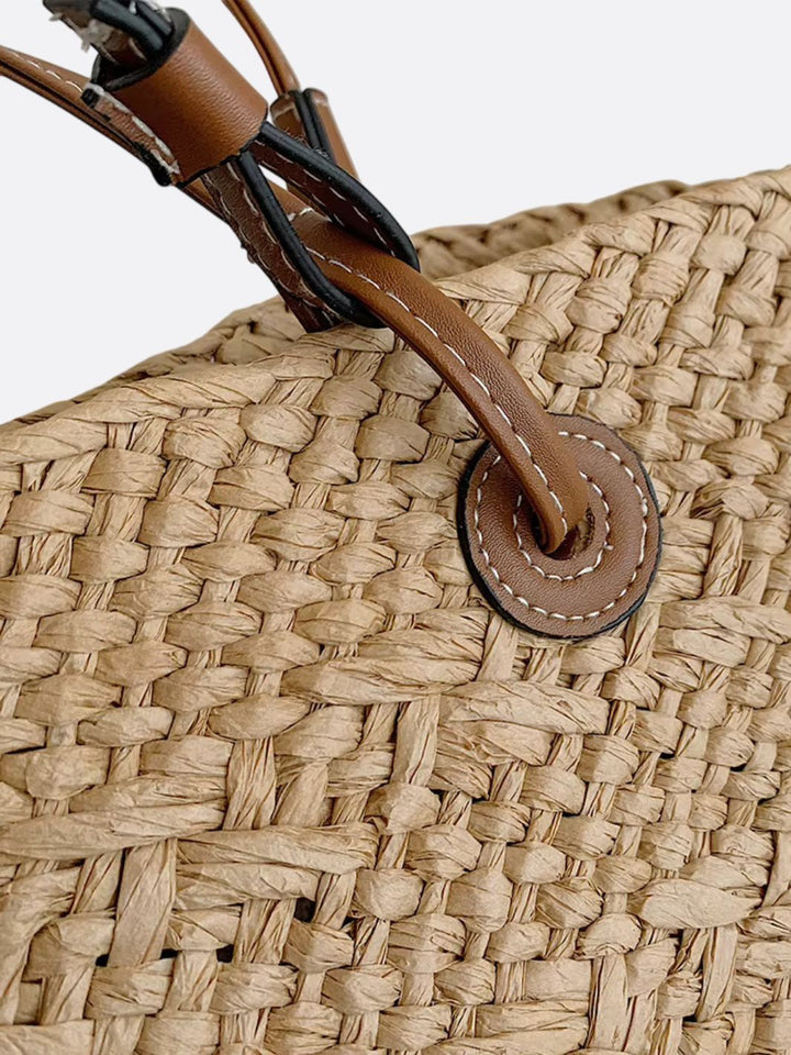 Straw and leather tote bag