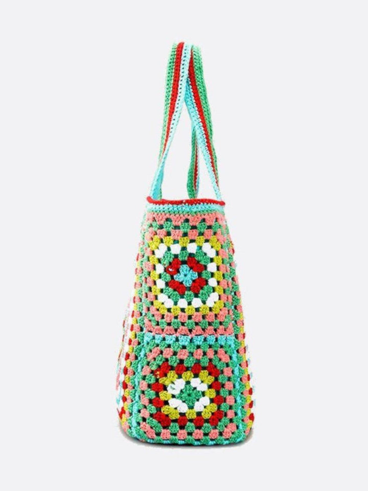 Large cotton and crochet tote bag