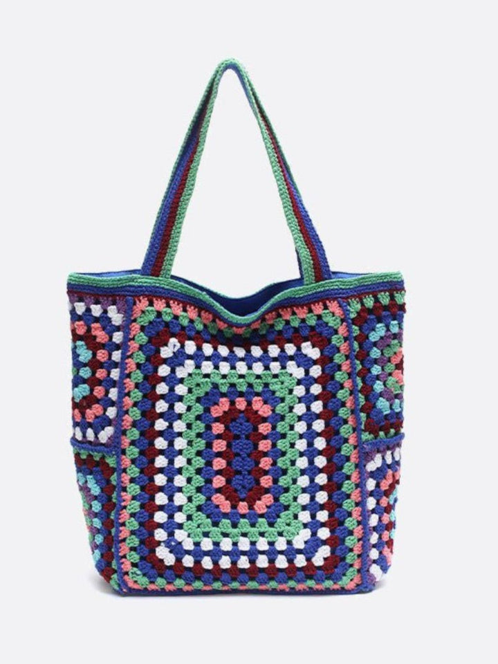 cabas coton crochet bleu foncé