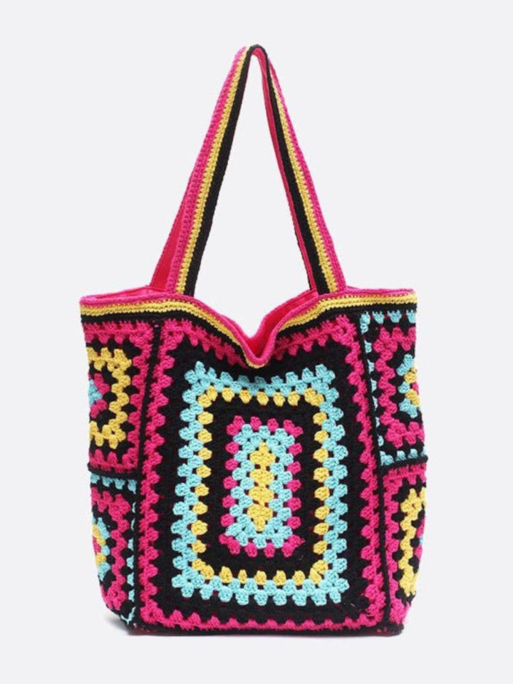 cabas coton crochet rose