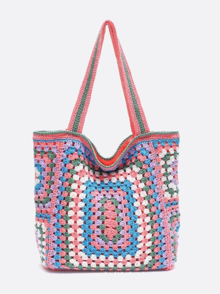 cabas coton crochet rose pâle