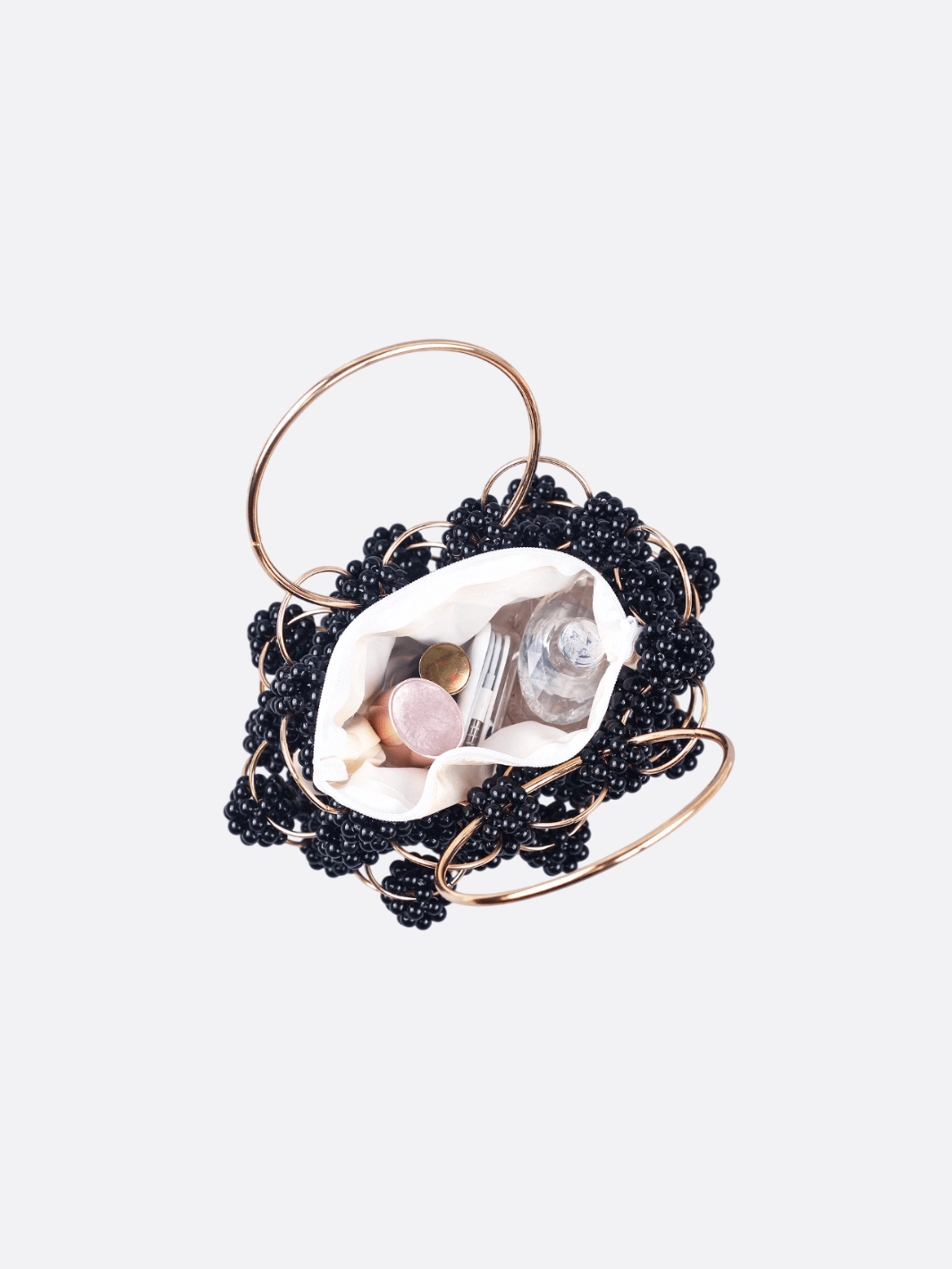 Evening handbag with black pearls