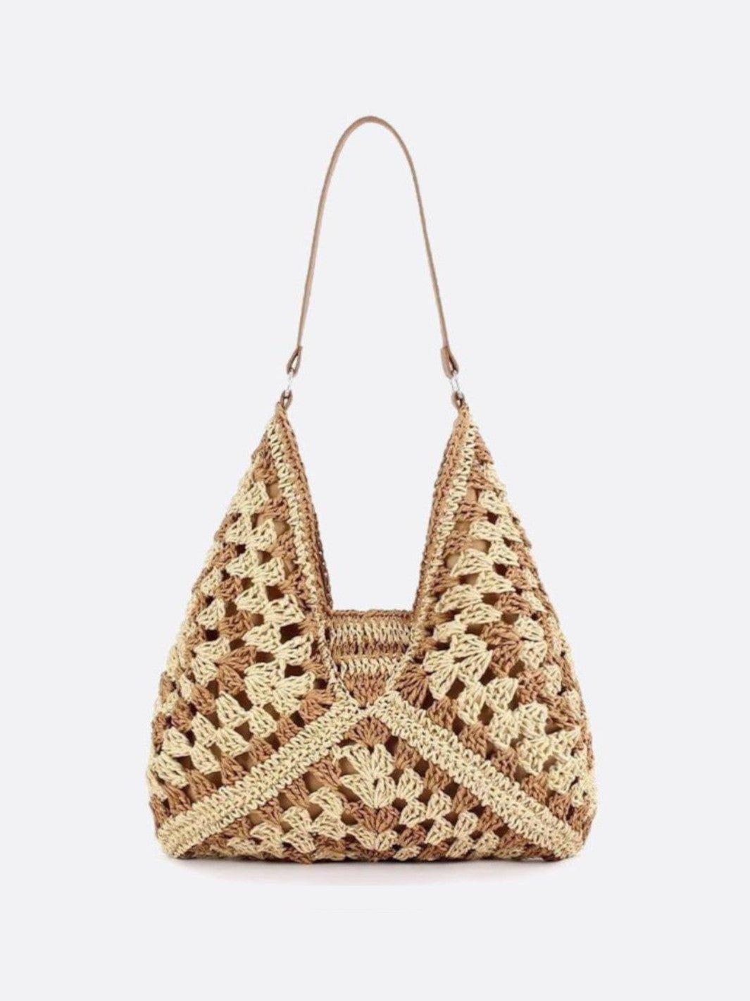 sac crochet paille beige