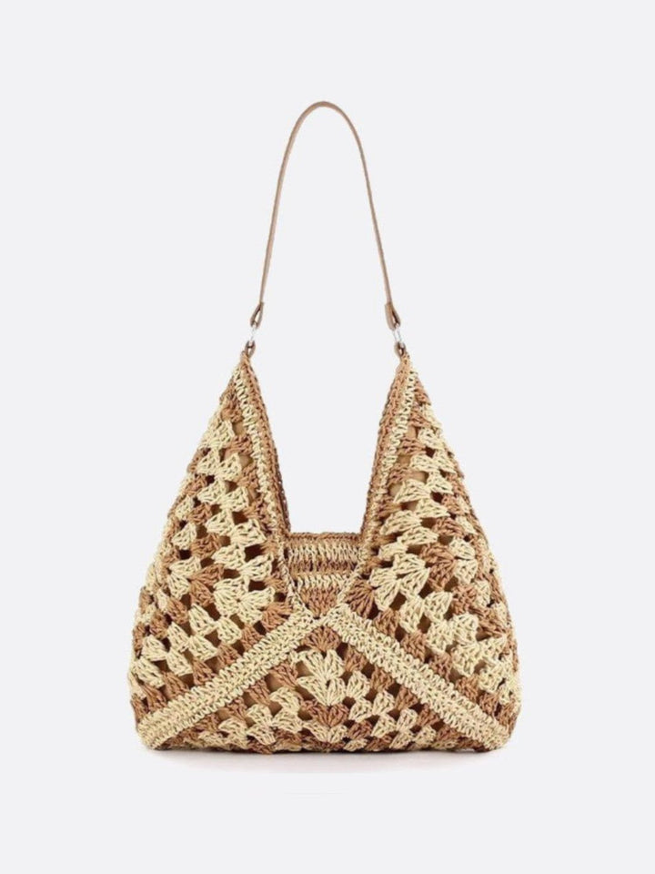 sac crochet paille beige