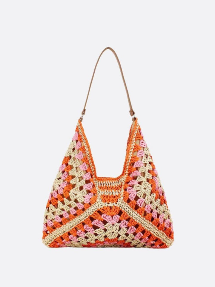 sac crochet paille orange