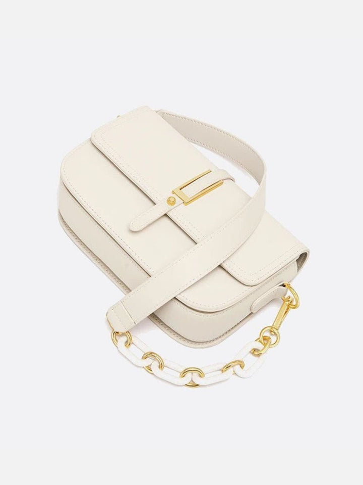 White leather shoulder bag