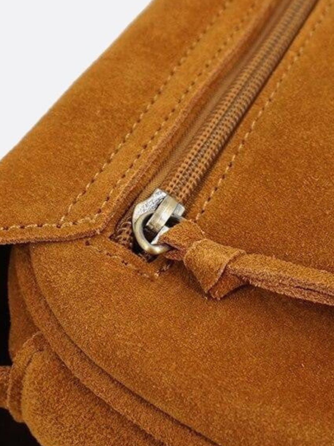 Camel suede shoulder bag