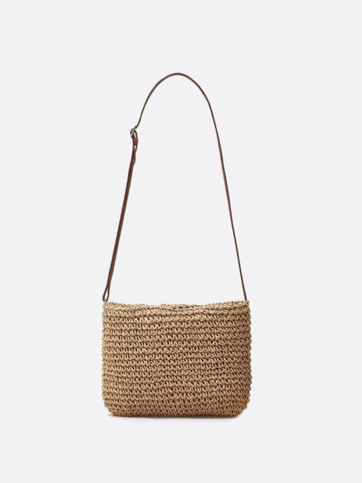 Straw and crochet shoulder bag