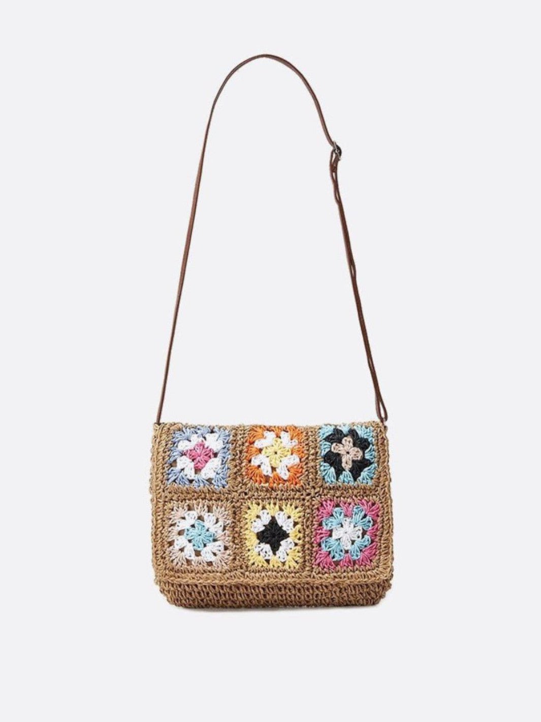 Sac bandoulière paille crochet