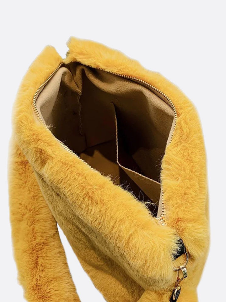 Faux fur shoulder bag