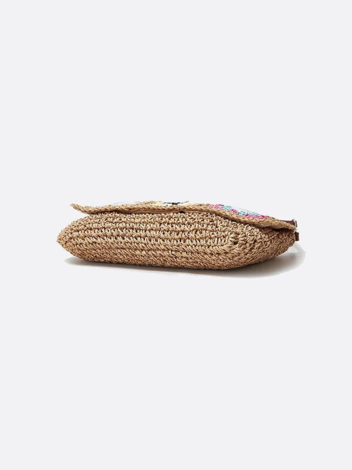 Straw and crochet shoulder bag