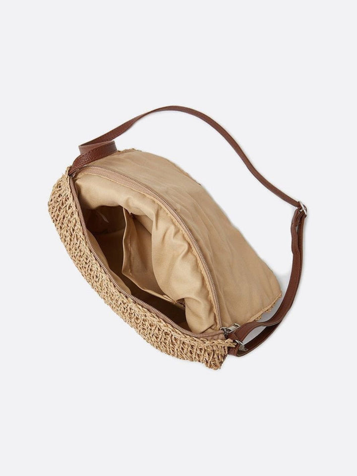 Straw and crochet shoulder bag