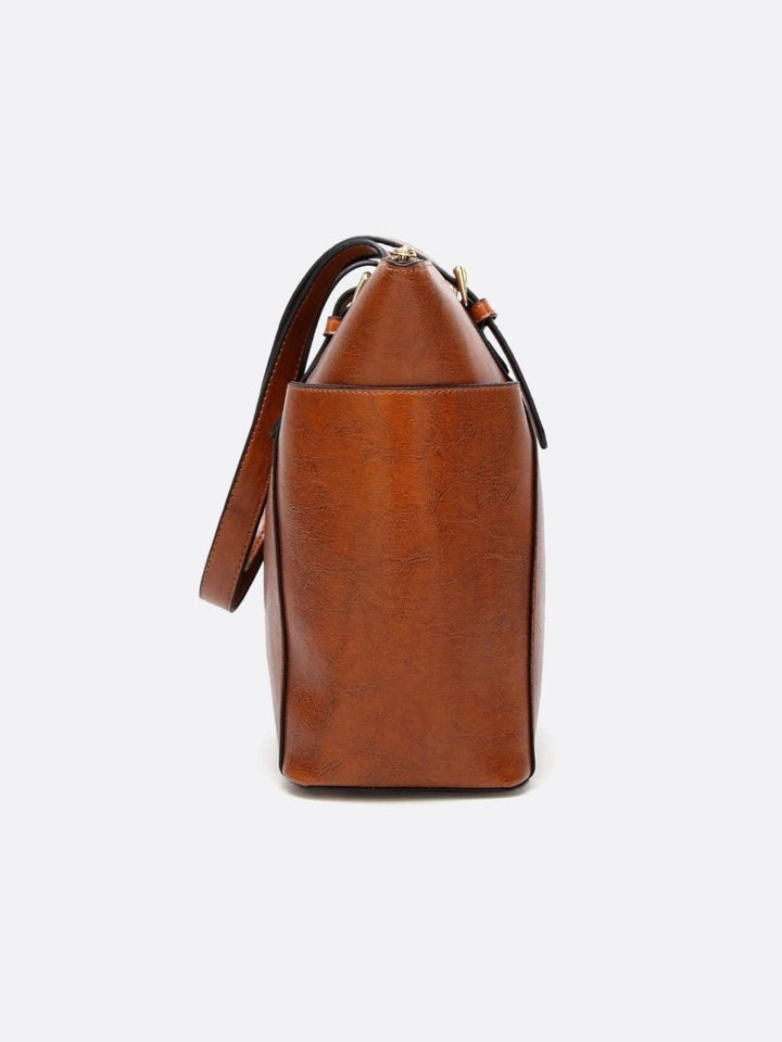 Camel leather tote bag