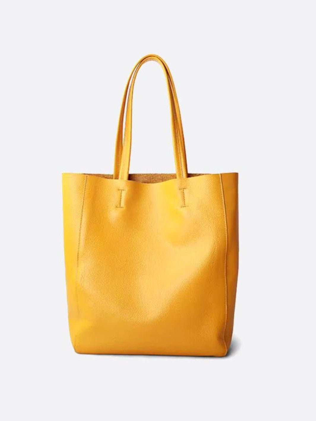 Sac cabas vertical cuir jaune