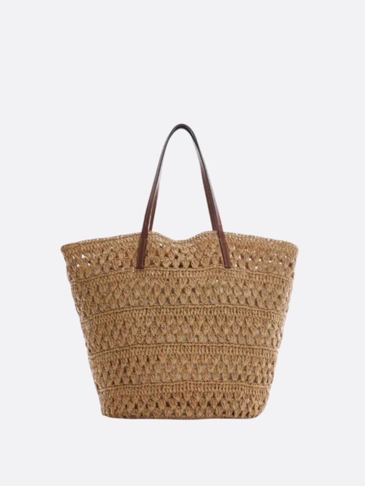 Sac paille anse cuir
