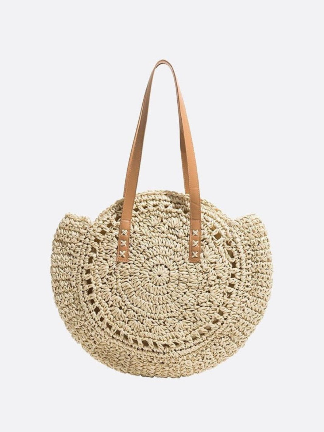 Sac paille crochet beige