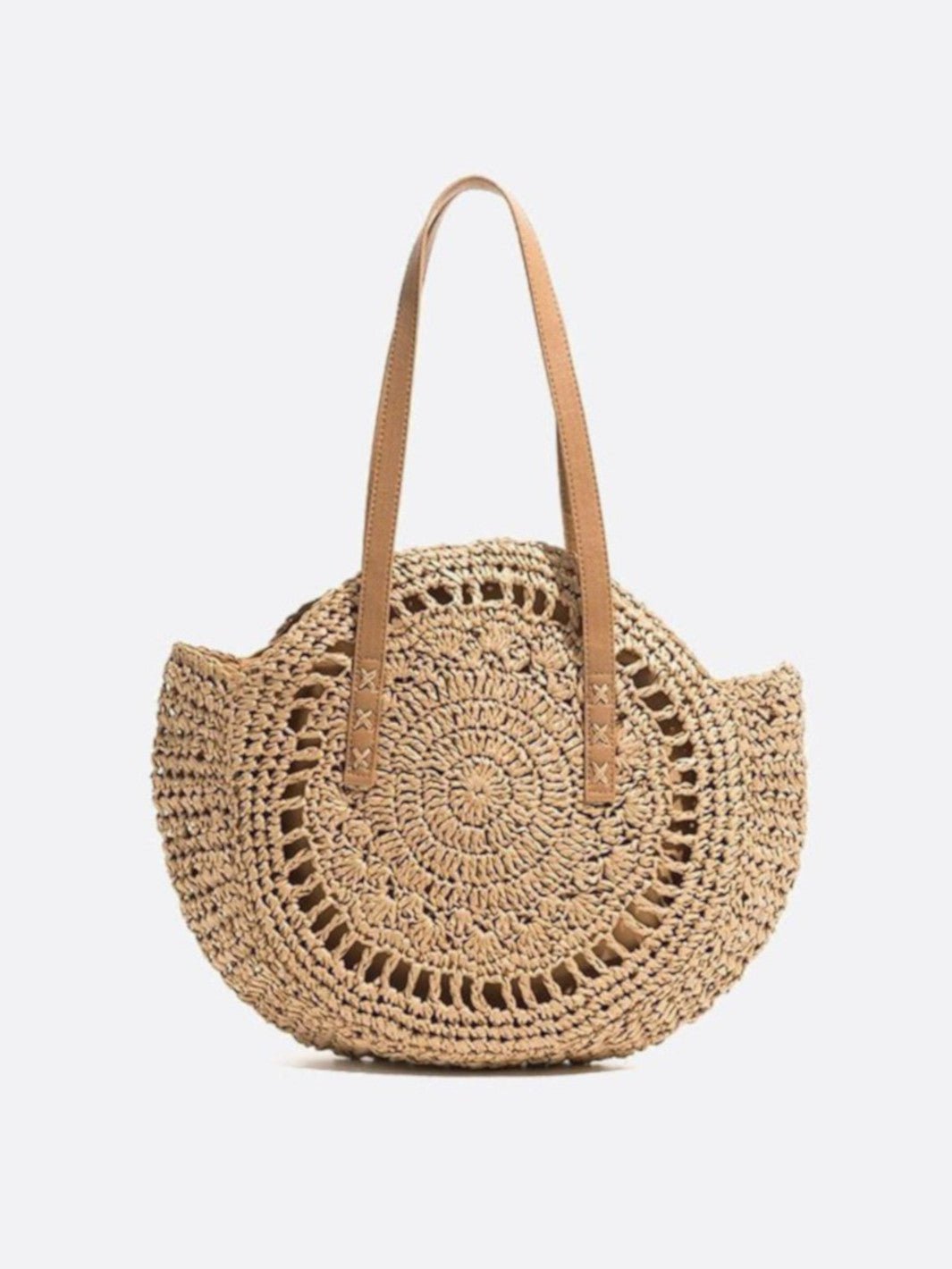 Sac paille crochet marron clair
