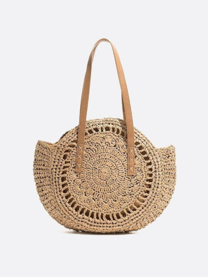 Sac paille crochet marron clair