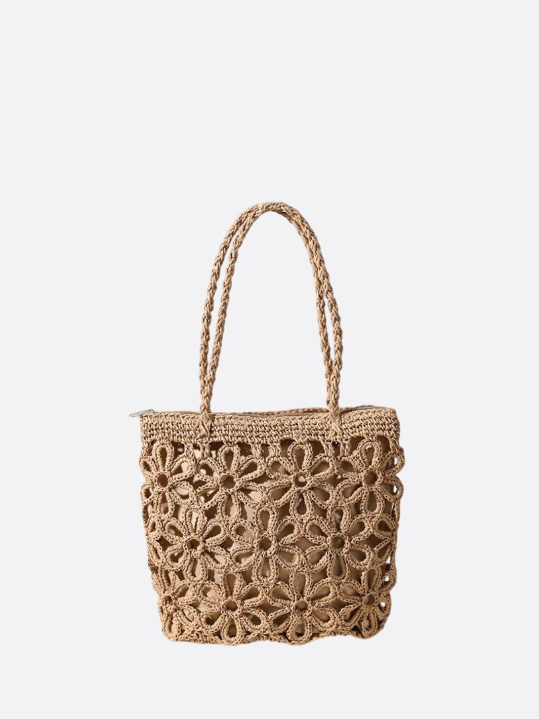 Sac paille tissé marron clair