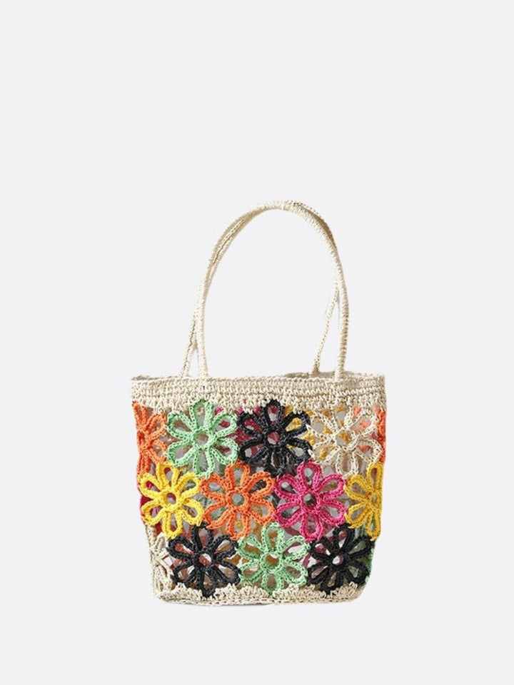 Sac paille tissé multicolore