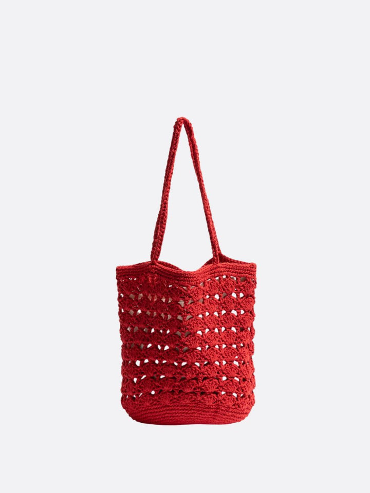 sac fourre tout crochet rouge