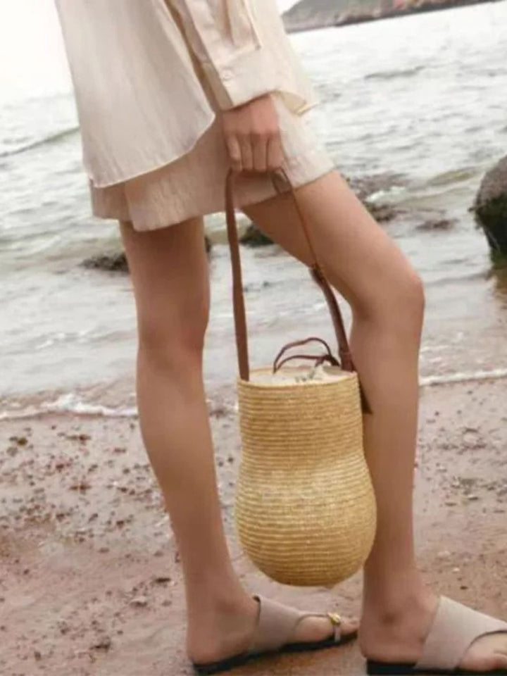 sac paille et cuir femme