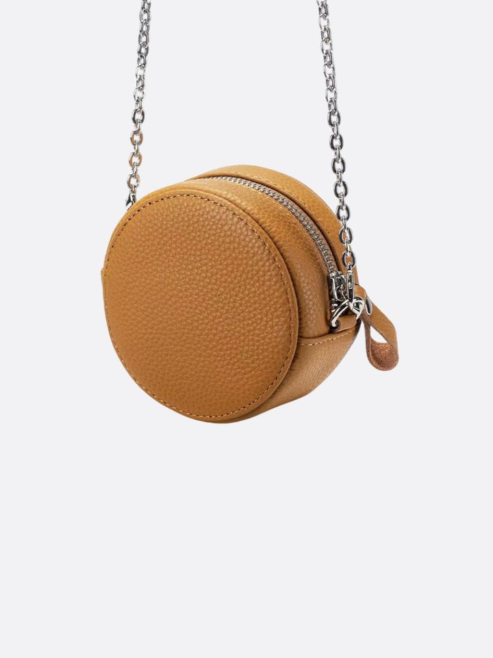 Sac rond cuir camel
