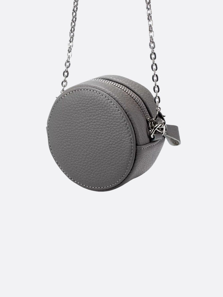 Sac rond cuir gris