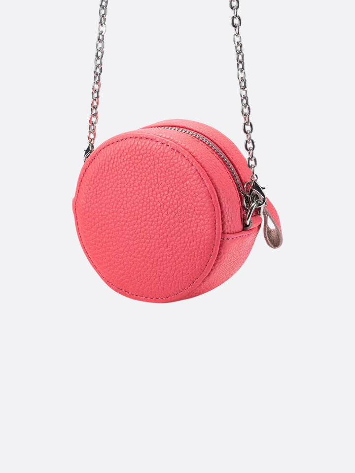 Sac rond cuir rouge