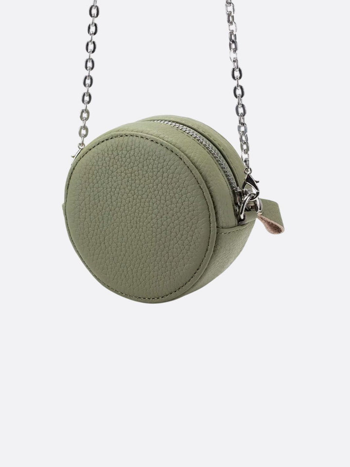 Sac rond cuir vert sauge