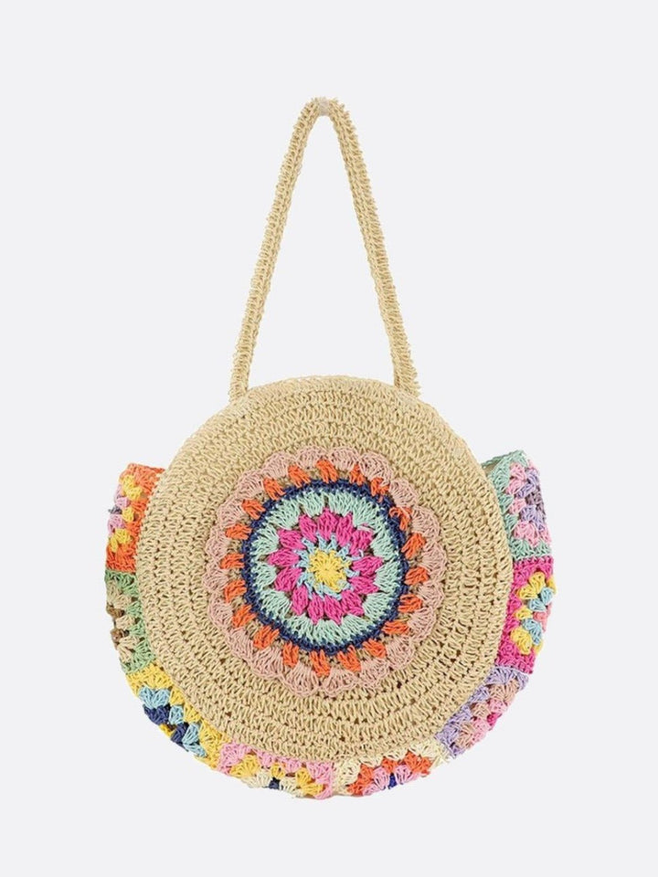Sac rond paille beige