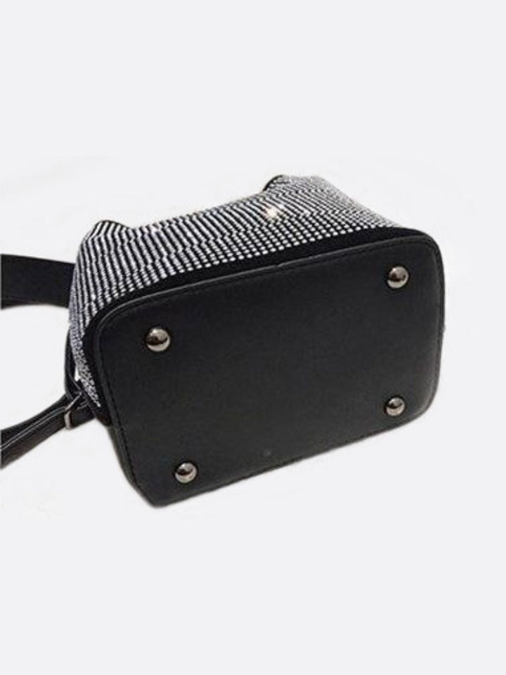 Bucket bag with rhinestones