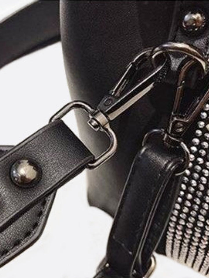 Bucket bag with rhinestones