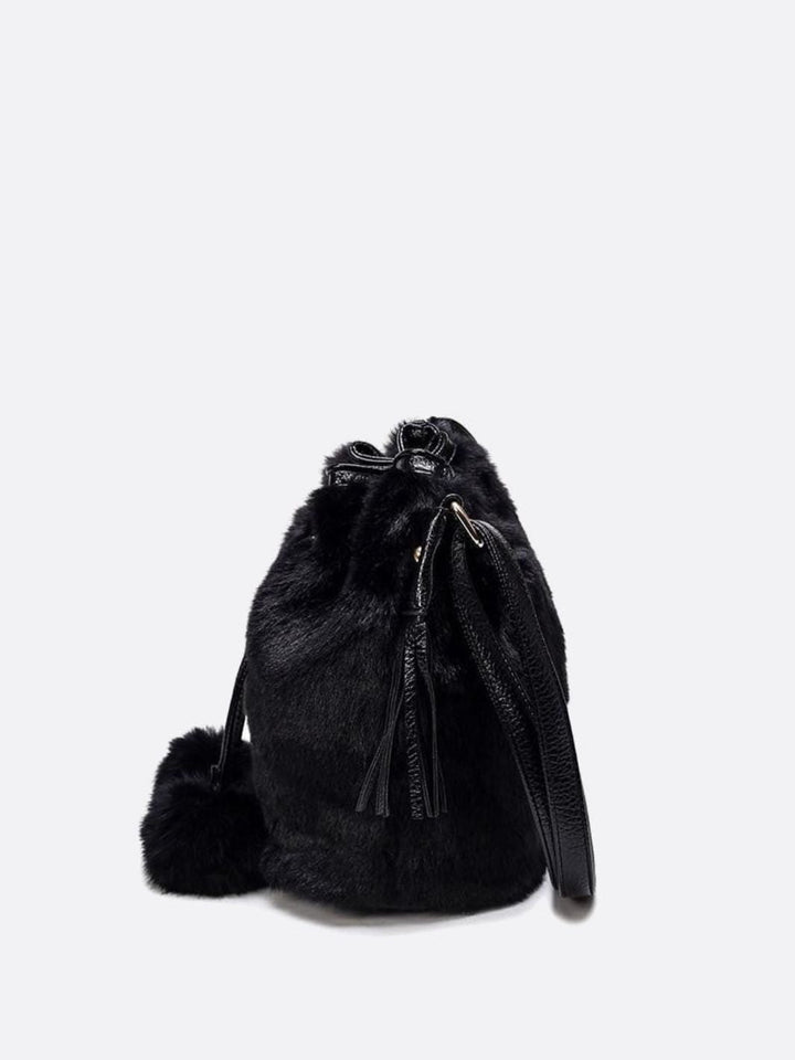 Faux fur bucket bag