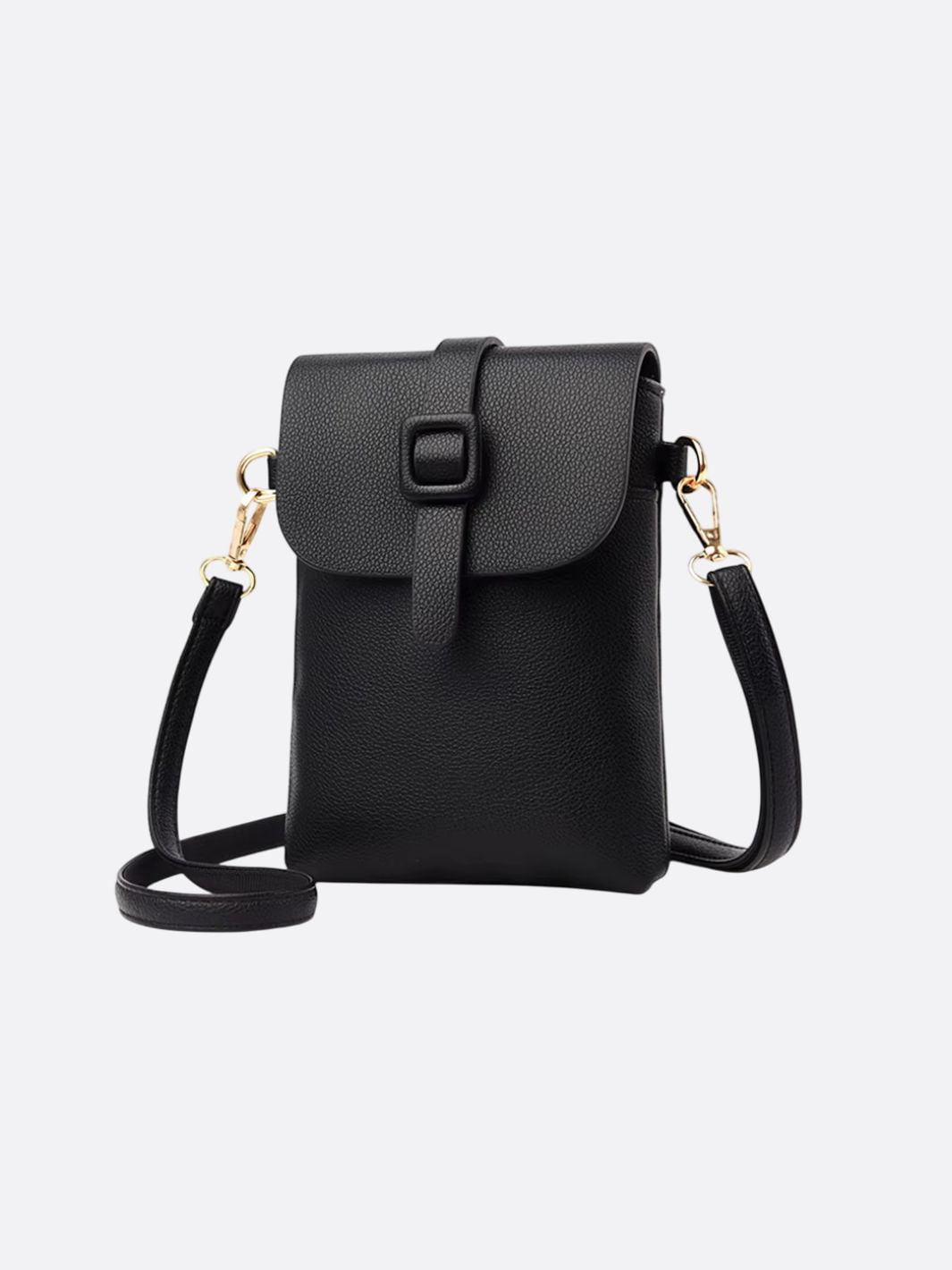 pochette téléphone bandoulière cuir noir