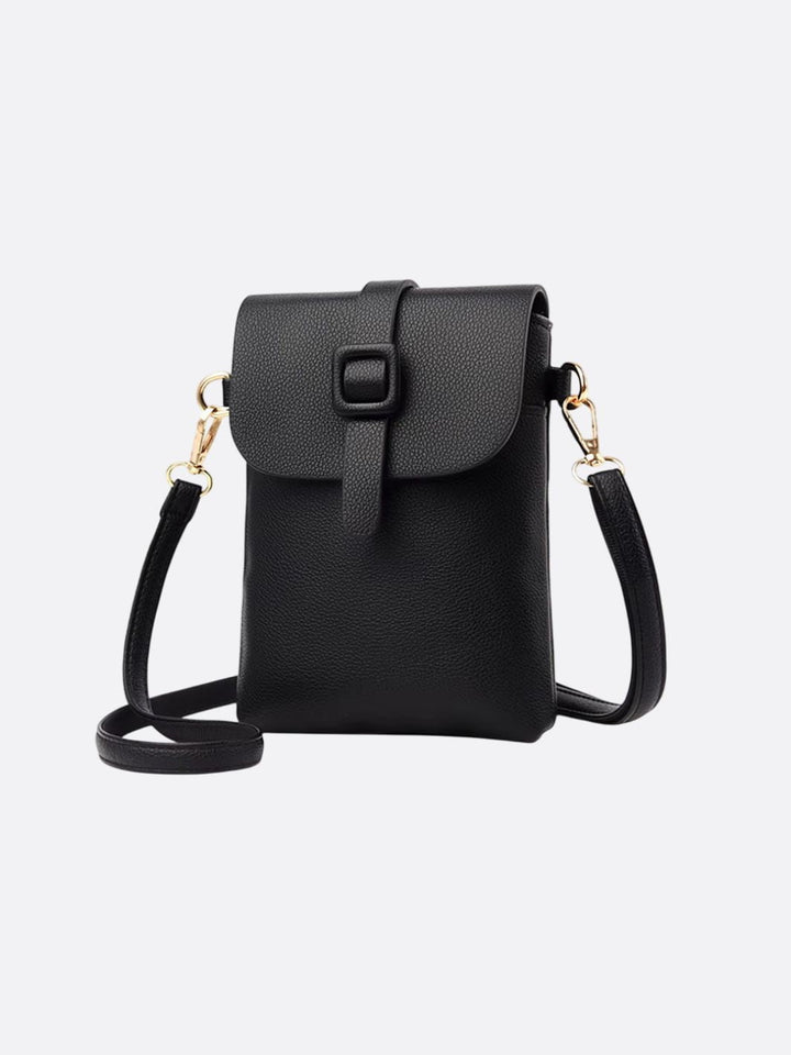 pochette téléphone bandoulière cuir noir