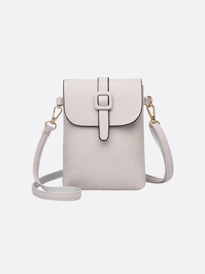 pochette téléphone bandoulière gris clair
