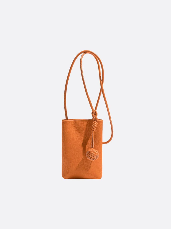 sac téléphone cuir orange