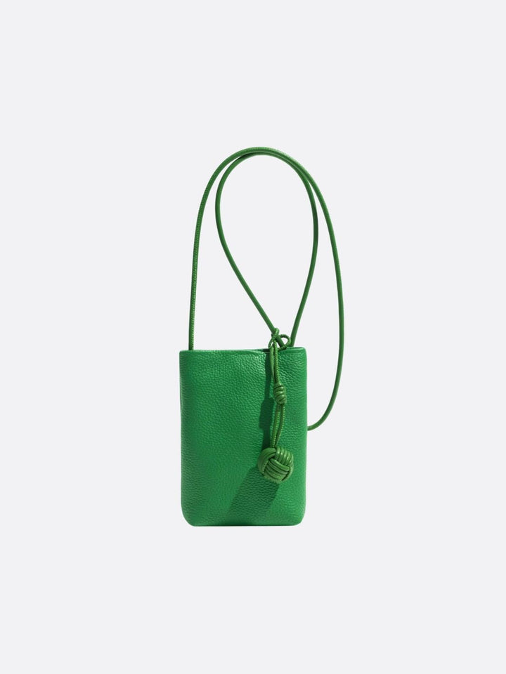 sac téléphone cuir vert