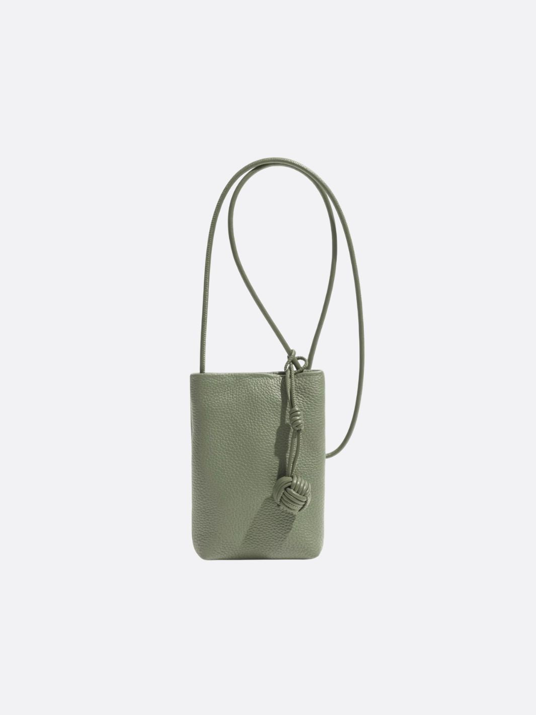 sac téléphone cuir vert sauge