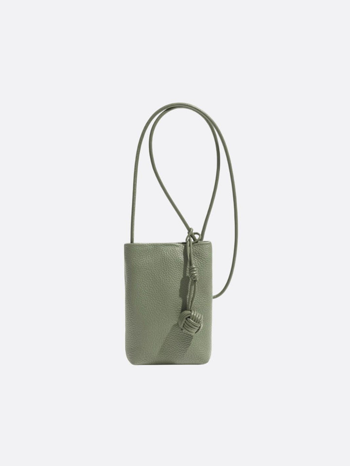 sac téléphone cuir vert sauge